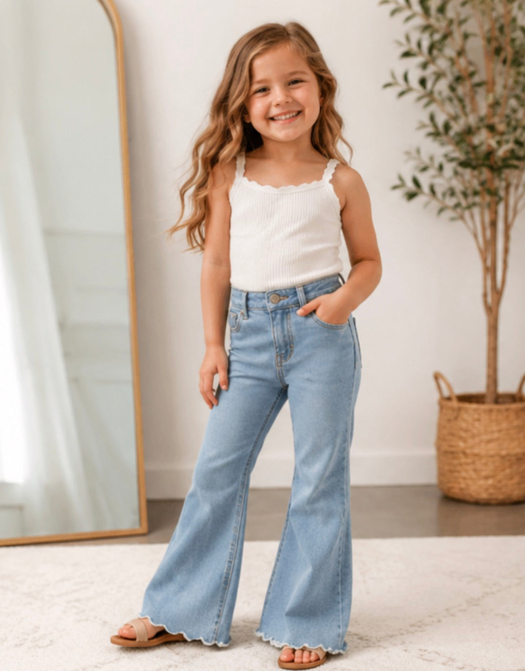 Sweet Days Flare Scalloped Jeans