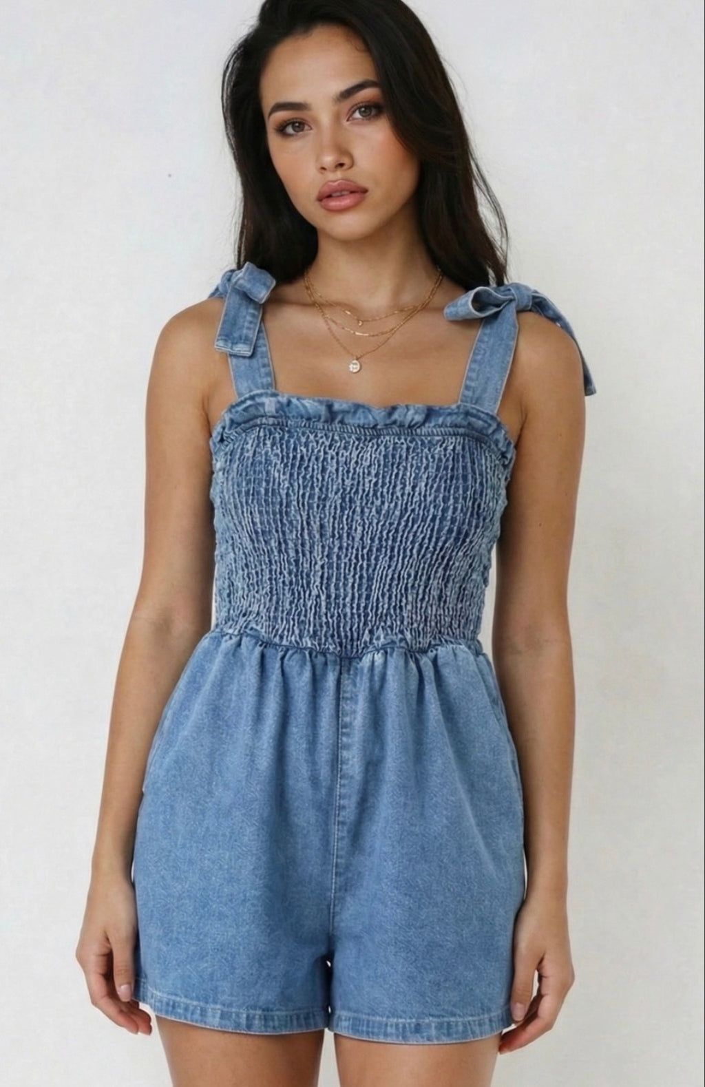 Forever Us Denim Romper